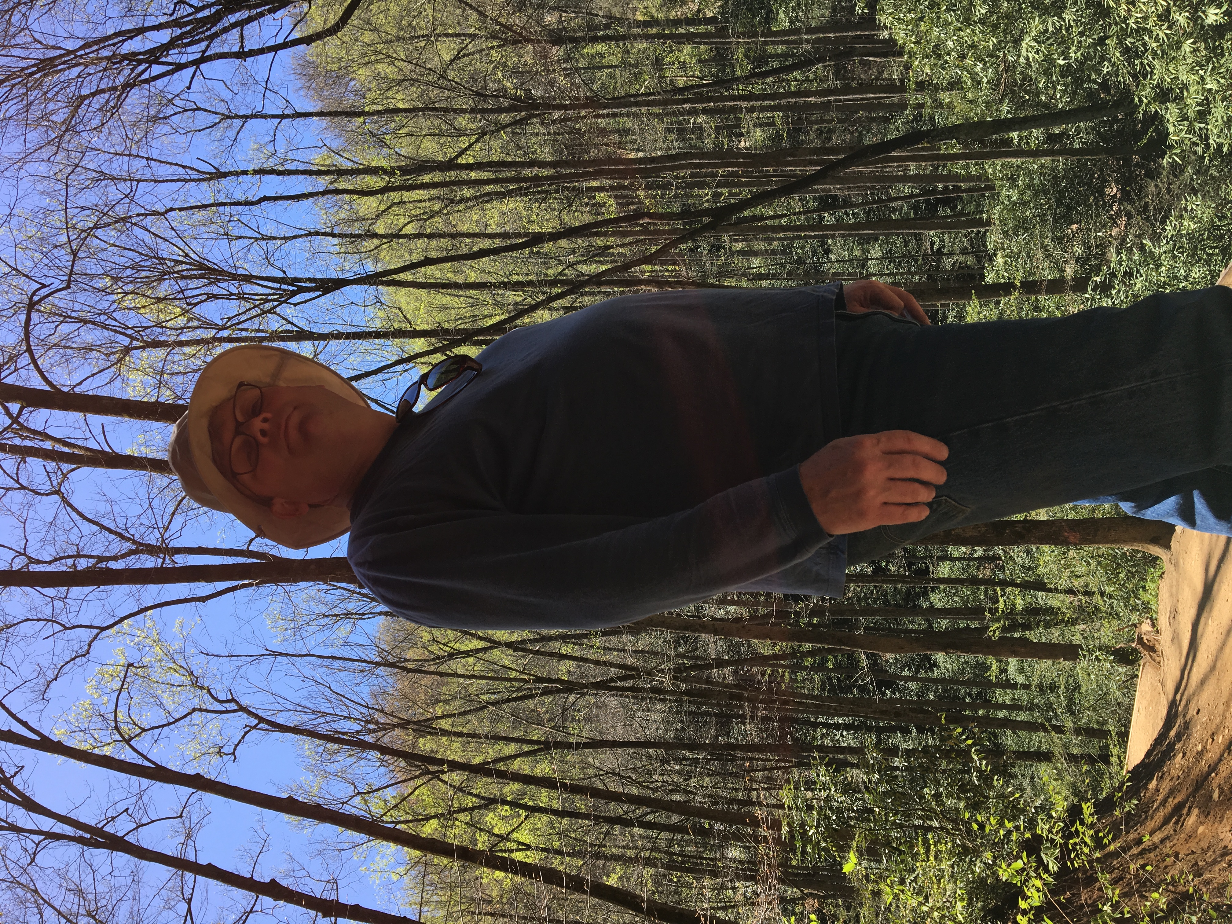 Bo Martin hiking on a trail